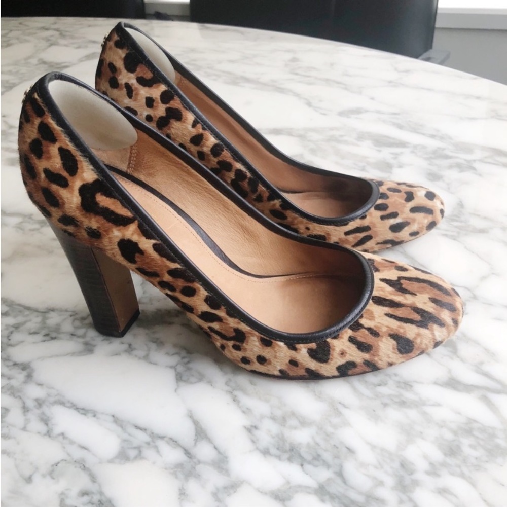 Coach leopard print calf hair pumps